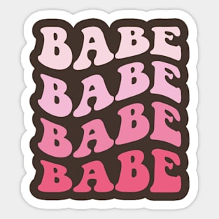 Babe Wavy Retro Font Design Sticker